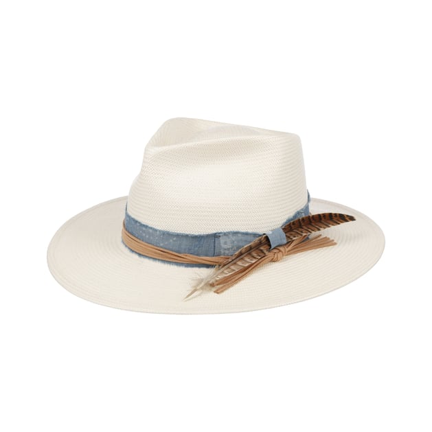 Chapeau en Paille Feather Trim Western by Stetson